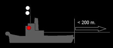 Rimorchiatore con rimorchio inferiore a 200 metri lato sinistro